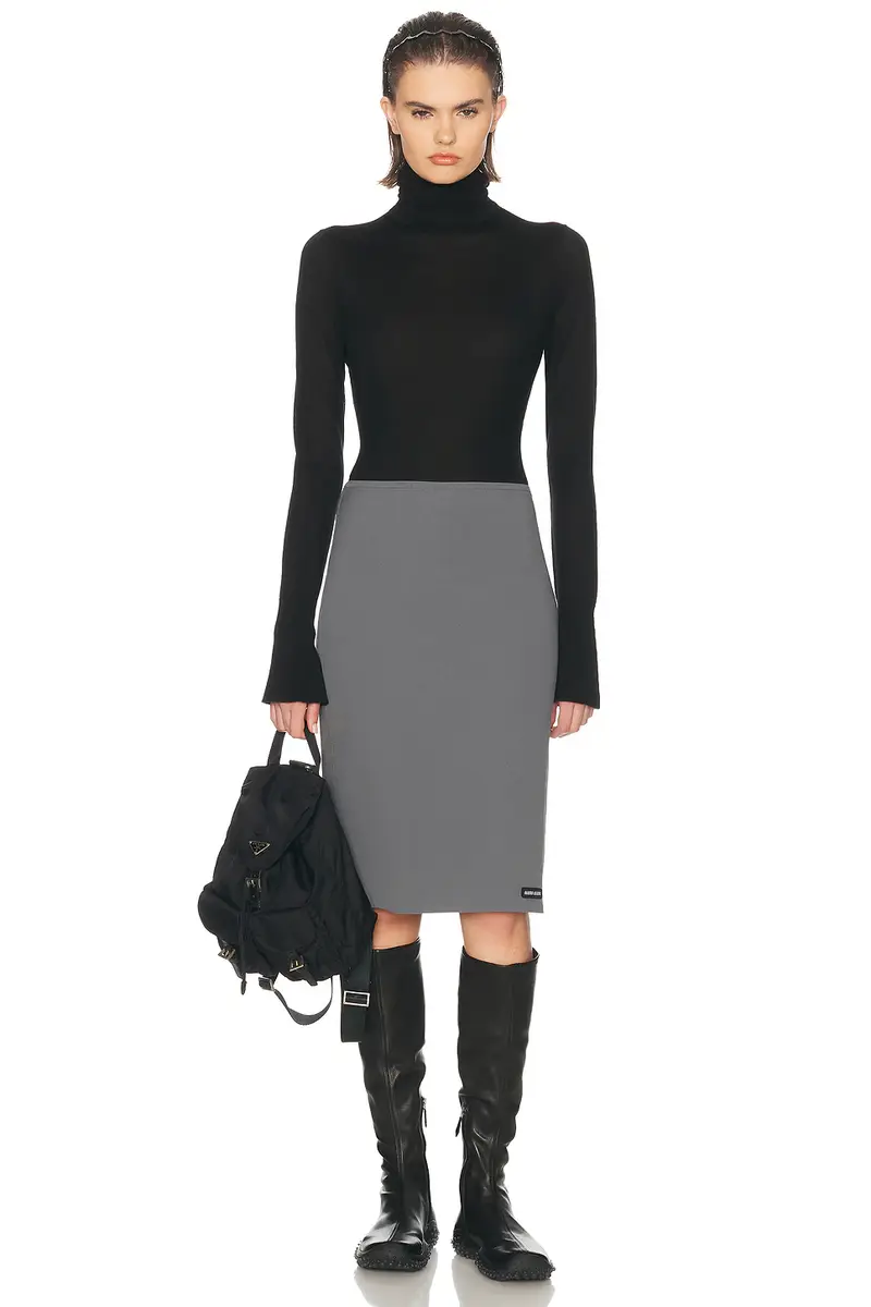 Miu Miu Popeline Stretch Skirt | Thumbnail 5 Miu Miu Popeline Stretch Skirt | Thumbnail 5