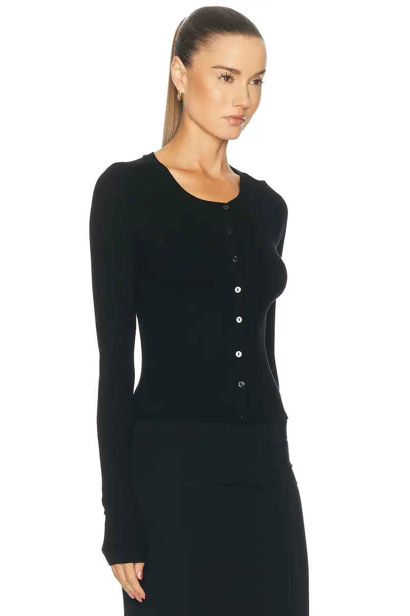 ENZA COSTA Silk Rib Essential Cardigan | Thumbnail 2