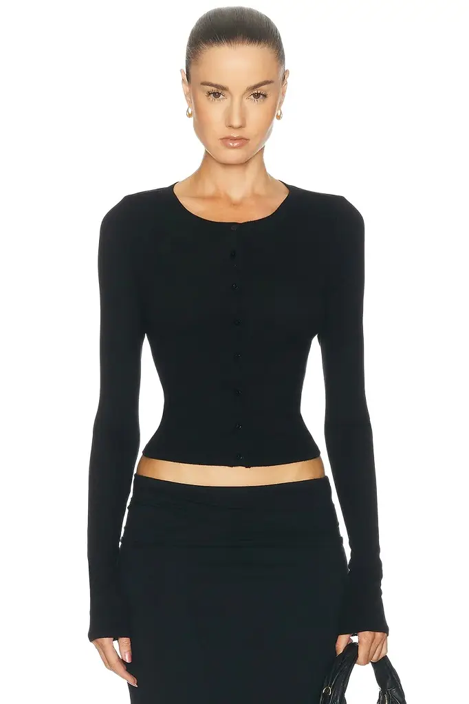ENZA COSTA Silk Rib Essential Cardigan