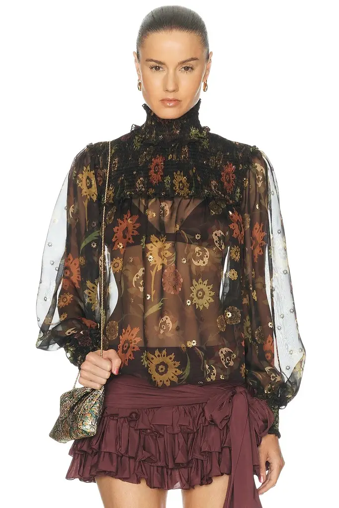 SIEDRÉS Mirelle Sheer Floral Blouse