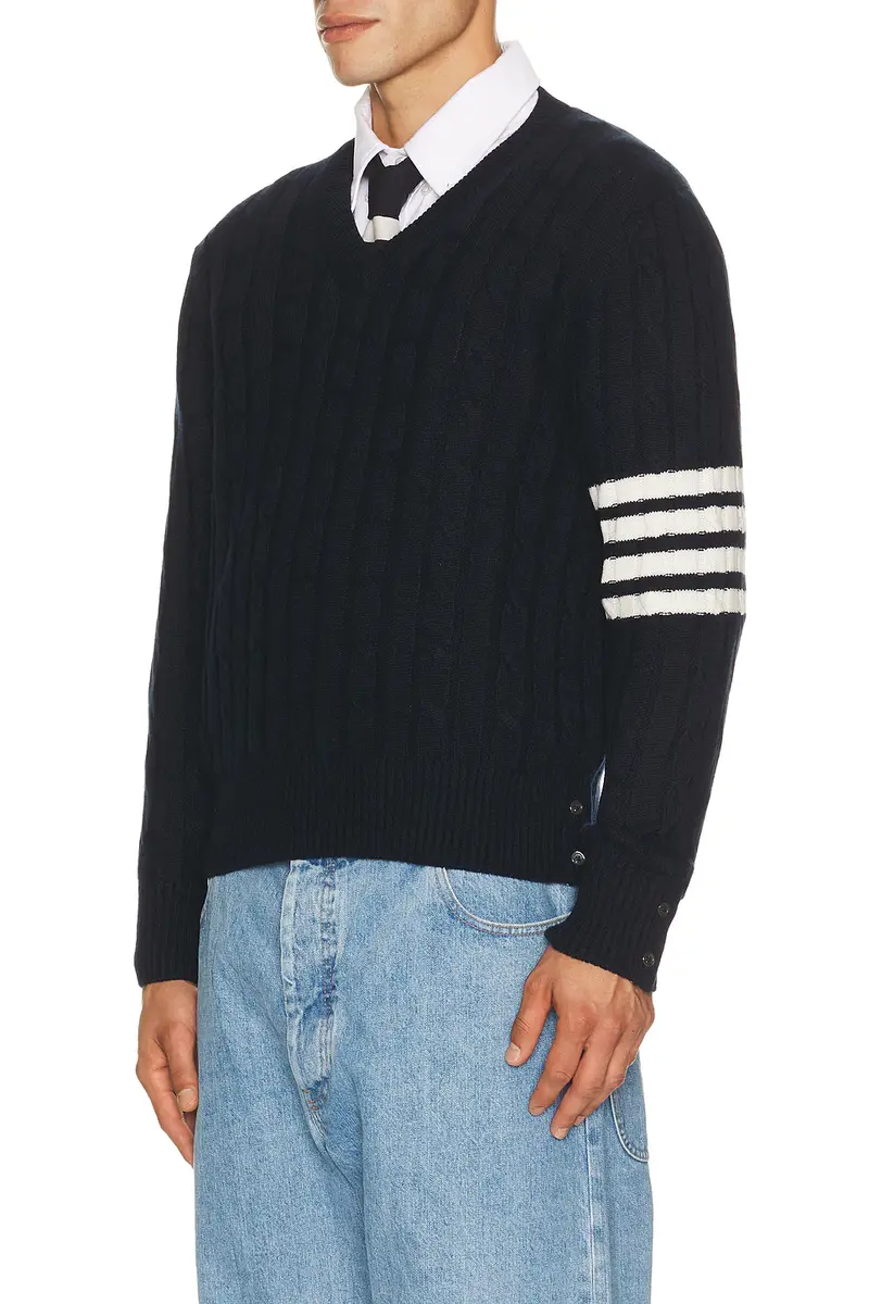Thom Browne Cable Stitch Relaxed Fit Pullover | Thumbnail 2 Thom Browne Cable Stitch Relaxed Fit Pullover | Thumbnail 2