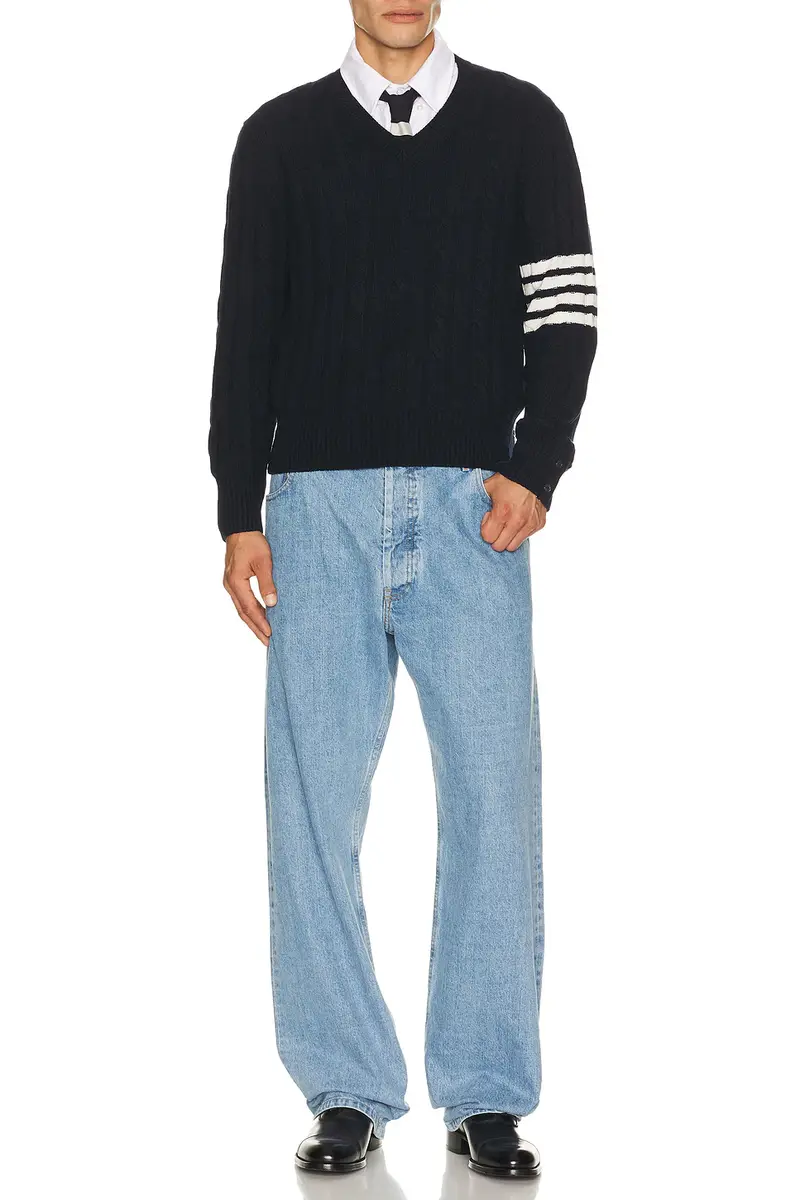 Thom Browne Cable Stitch Relaxed Fit Pullover | Thumbnail 4 Thom Browne Cable Stitch Relaxed Fit Pullover | Thumbnail 4