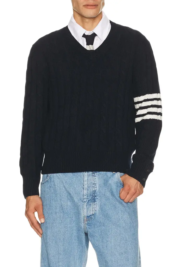 Thom Browne Cable Stitch Relaxed Fit Pullover