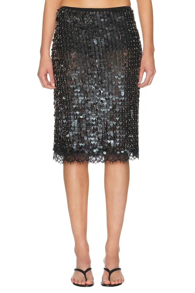 SIEDRÉS Helene Sequin Embellished Midi Skirt