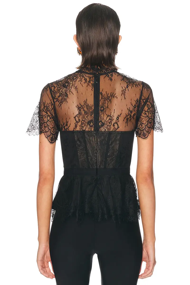 Simkhai Kehlani Lingerie Lace Short Sleeve Bustier Top | Thumbnail 3 Simkhai Kehlani Lingerie Lace Short Sleeve Bustier Top | Thumbnail 3