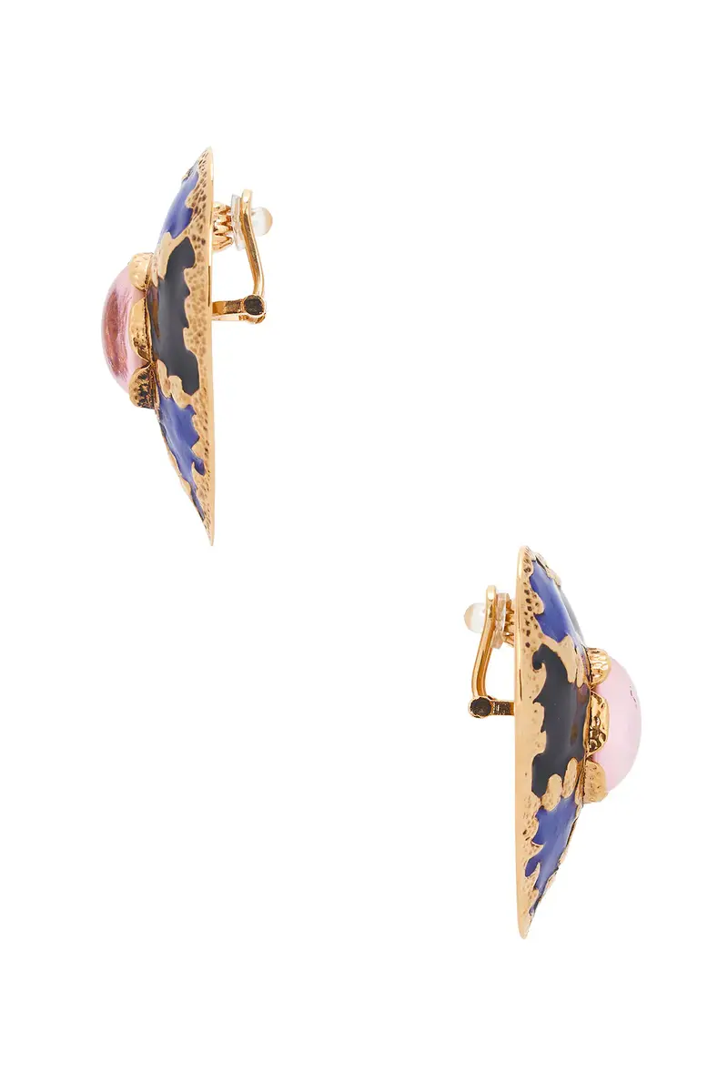 Saint Laurent Harlequin Cabochons Heart Earrings | Thumbnail 3 Saint Laurent Harlequin Cabochons Heart Earrings | Thumbnail 3