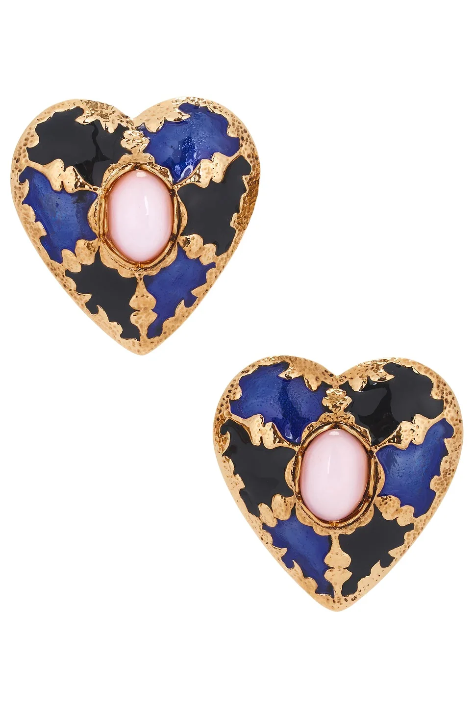 Harlequin Cabochons Heart Earrings Harlequin Cabochons Heart Earrings