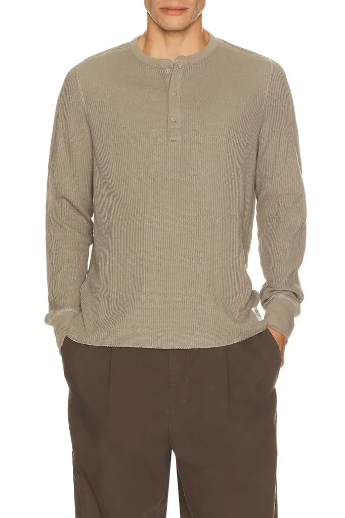 Skims Waffle Cropped Slim Henley