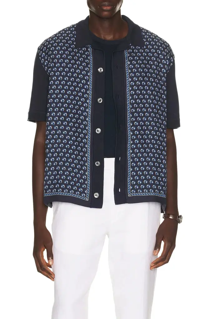 Ralph Lauren Purple Label Short Sleeve Shirt Woven Print Camp Collar