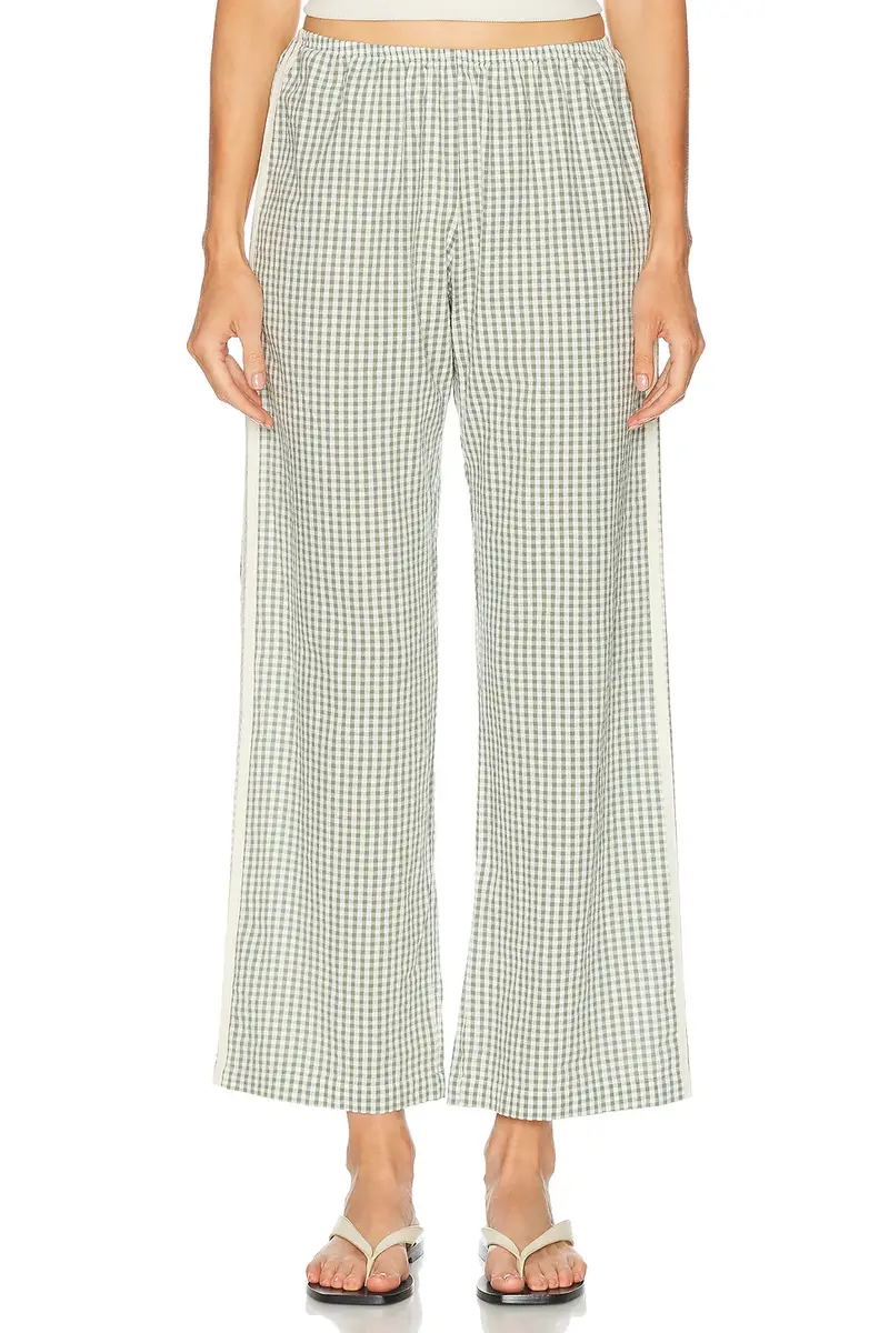 DONNI. The Cotton Gingham Stripe Crop Pant | Thumbnail 2