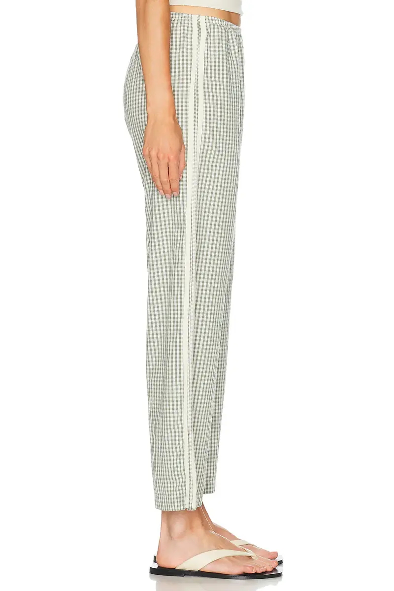 DONNI. The Cotton Gingham Stripe Crop Pant | Thumbnail 3