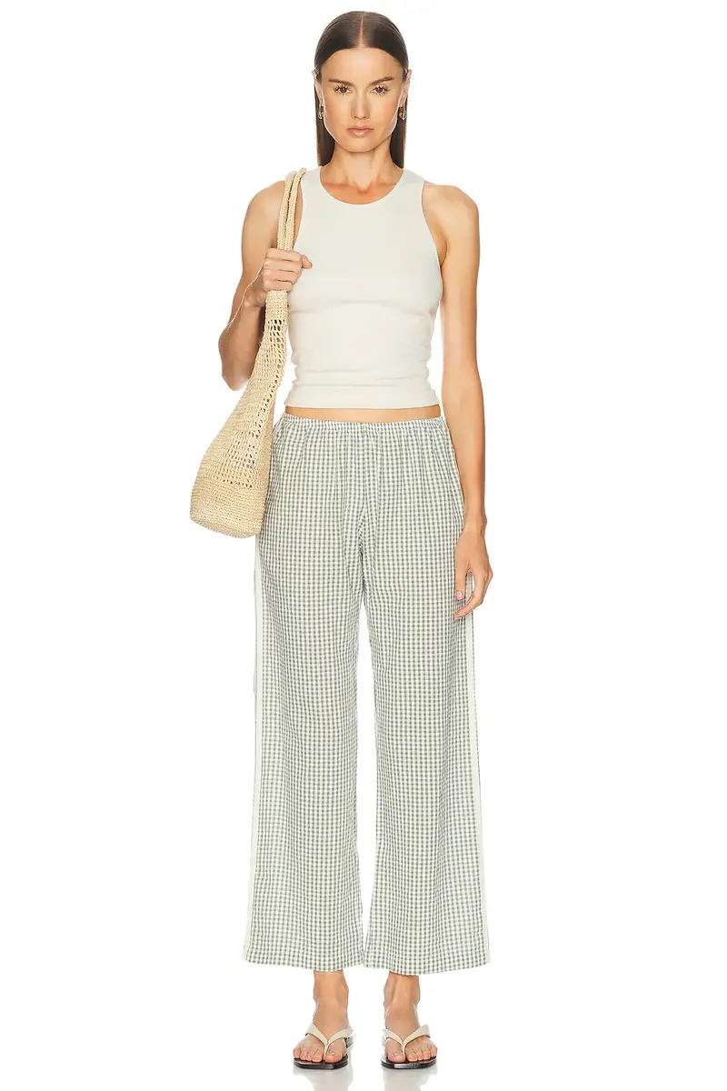DONNI. The Cotton Gingham Stripe Crop Pant | Thumbnail 5
