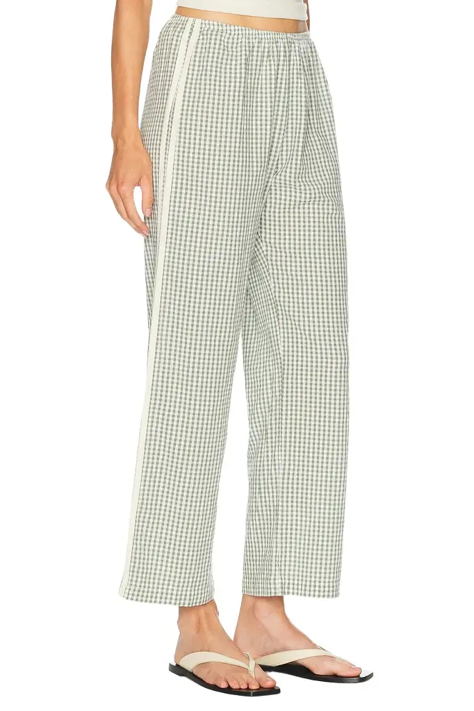 DONNI. The Cotton Gingham Stripe Crop Pant