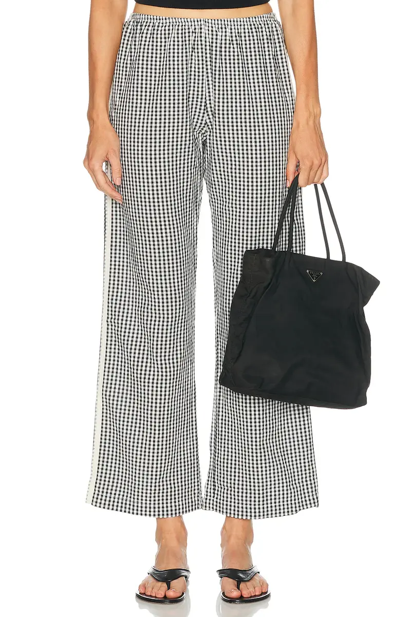 DONNI. The Cotton Gingham Stripe Crop Pant | Thumbnail 2