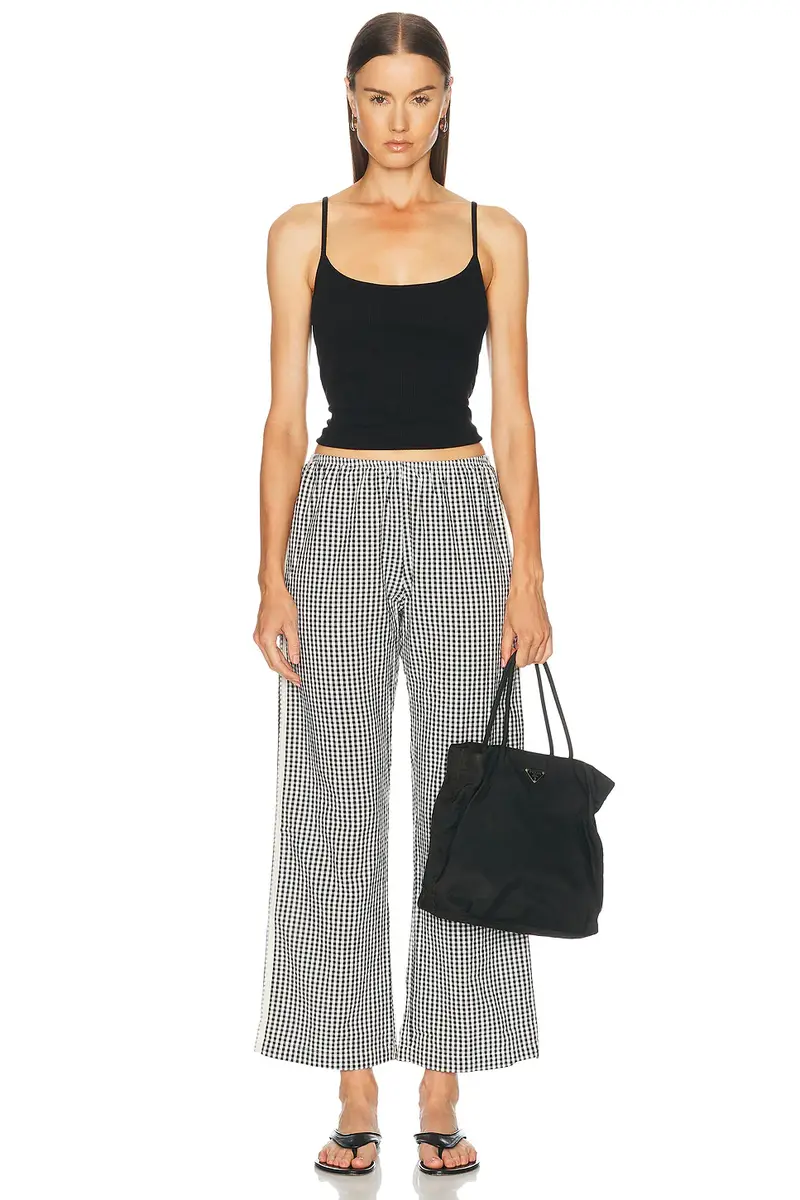 DONNI. The Cotton Gingham Stripe Crop Pant | Thumbnail 5