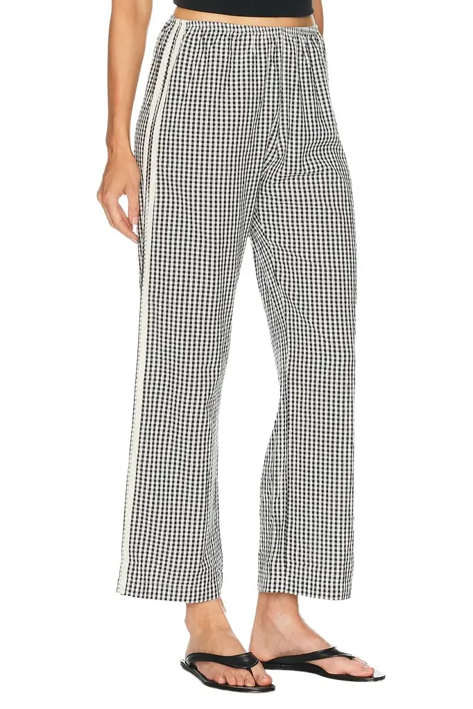 DONNI. The Cotton Gingham Stripe Crop Pant