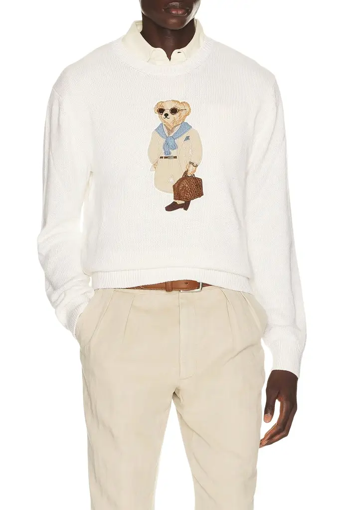 Ralph Lauren Purple Label Long Sleeve Bear Catch Crew Neck Shirt
