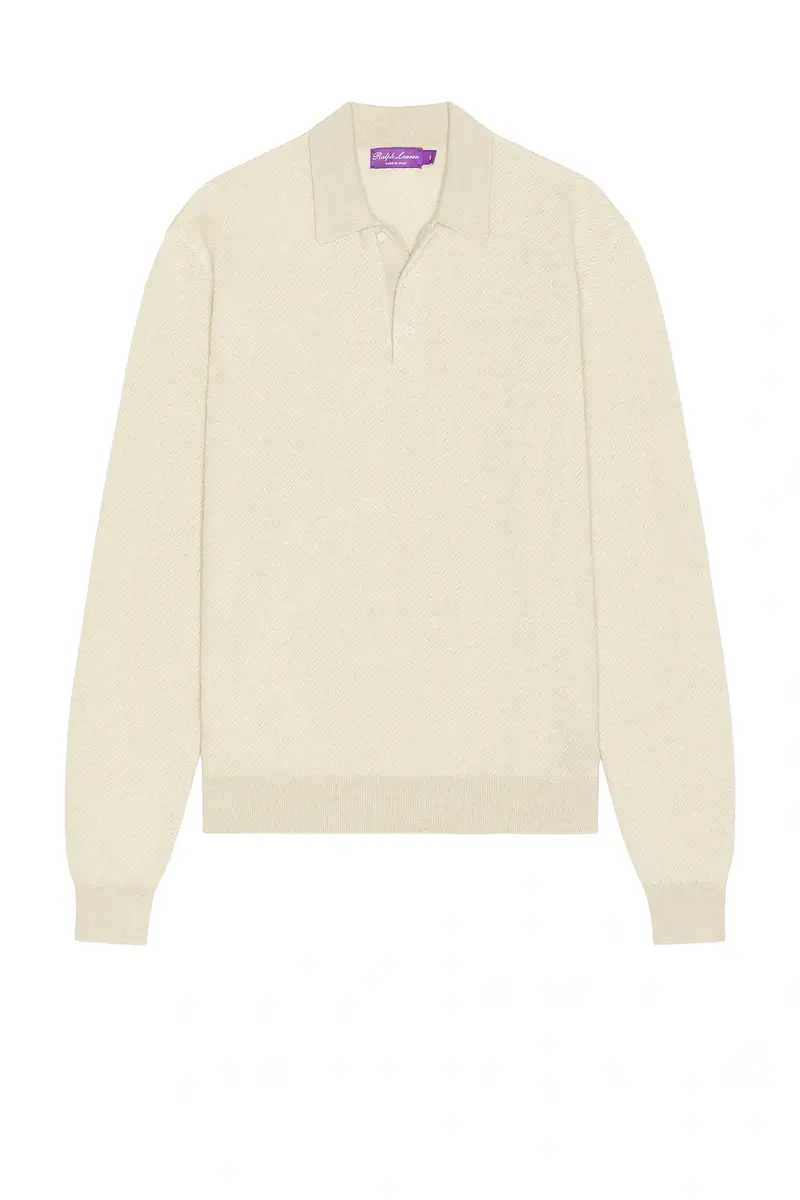 Ralph Lauren Purple Label Long Sleeve Pattern Sweater Polo | Thumbnail 4 Ralph Lauren Purple Label Long Sleeve Pattern Sweater Polo | Thumbnail 4