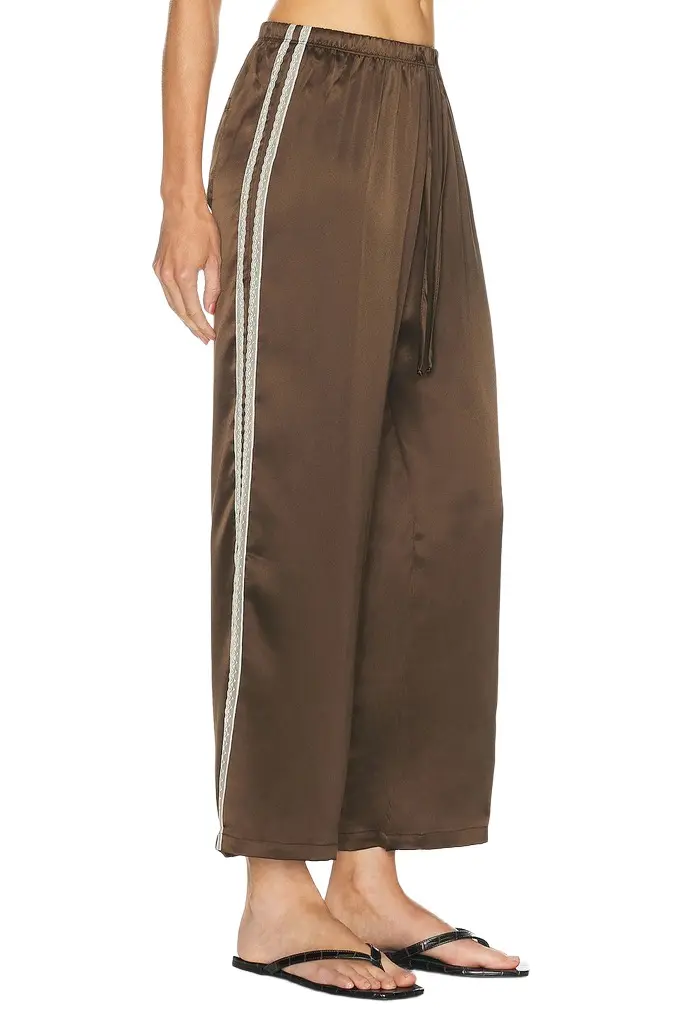 DONNI. The Silk Lace Stripe Crop Pant