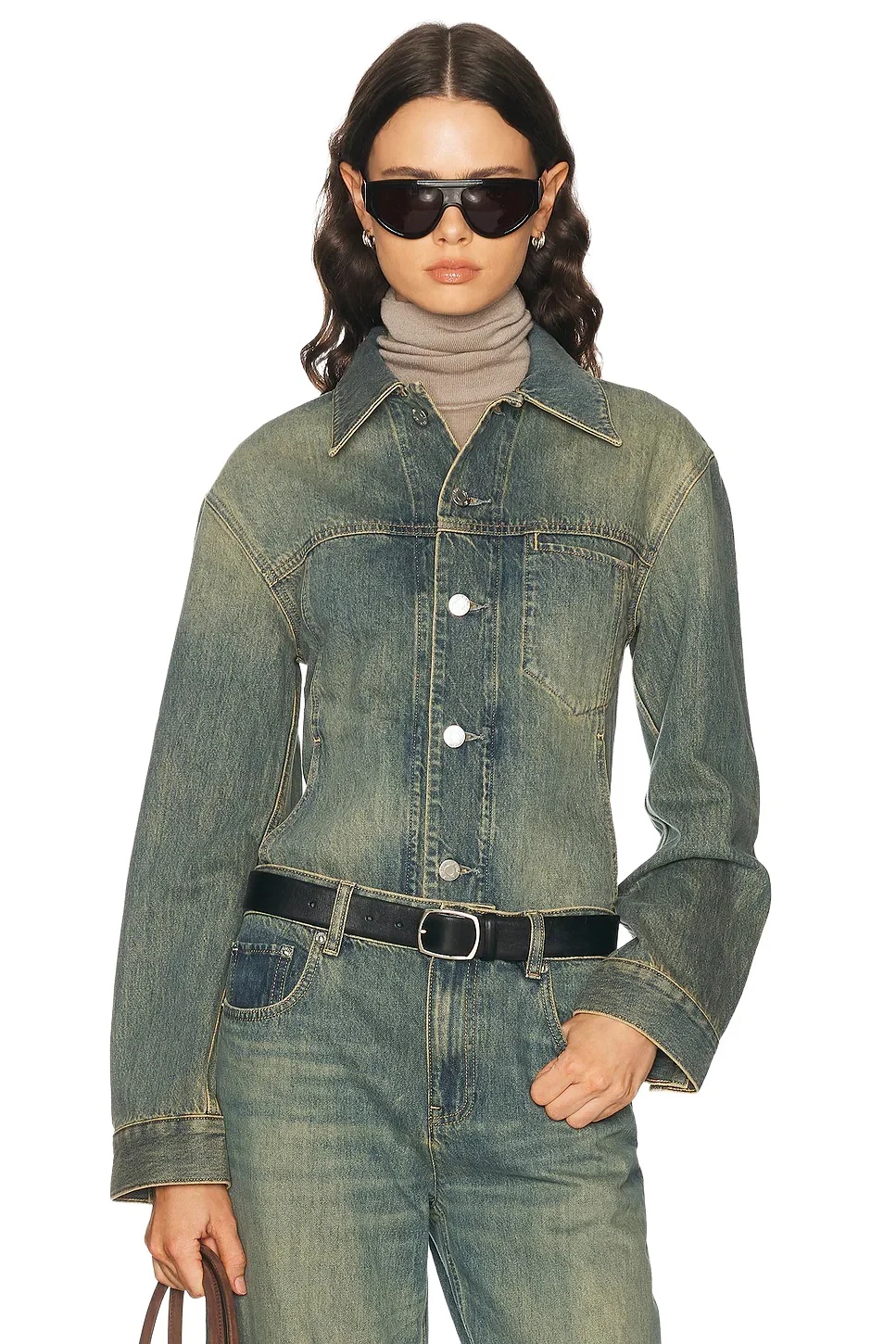 Helmut Lang Crop Tucker Denim Jacket
