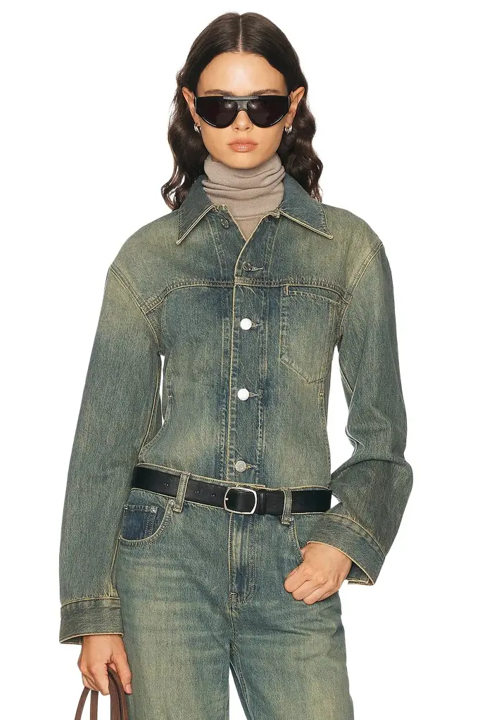 Helmut Lang Crop Tucker Denim Jacket
