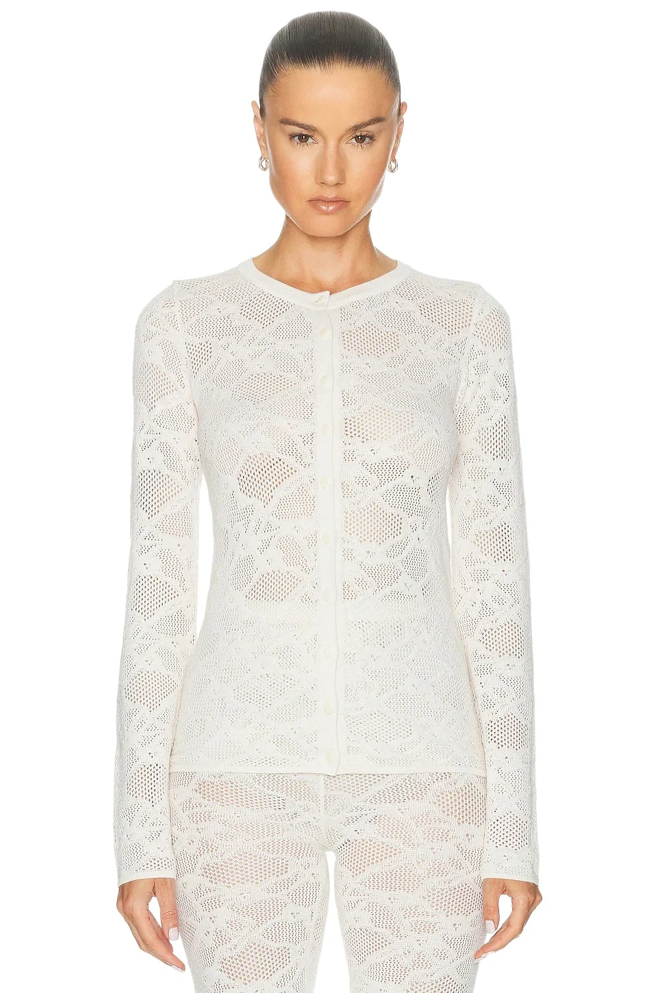 Pointelle Fitted Cardigan Pointelle Fitted Cardigan
