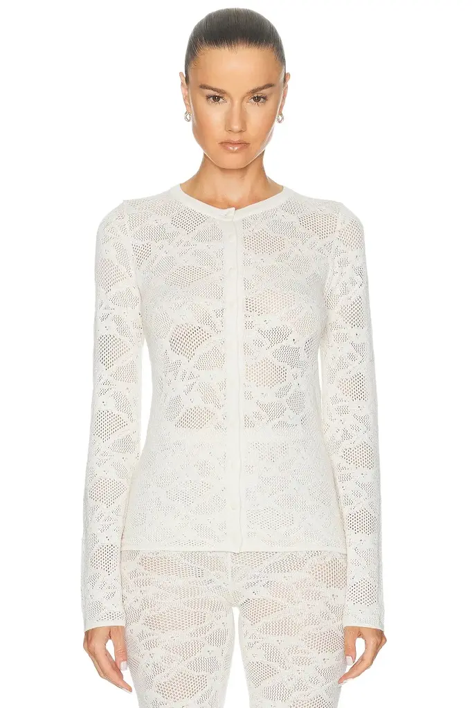 Pointelle Fitted Cardigan Pointelle Fitted Cardigan