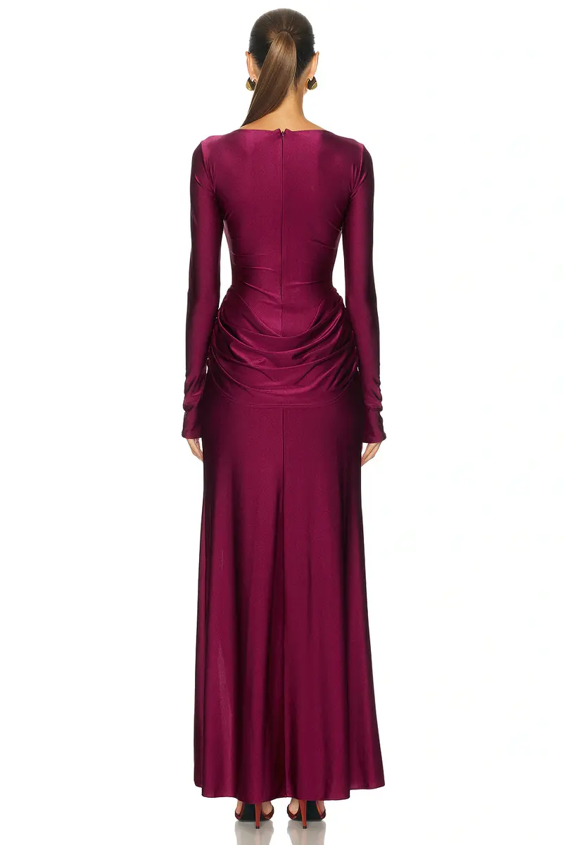 Lapointe Shine Jersey Long Sleeve Draped Waist Gown | Thumbnail 4 Lapointe Shine Jersey Long Sleeve Draped Waist Gown | Thumbnail 4