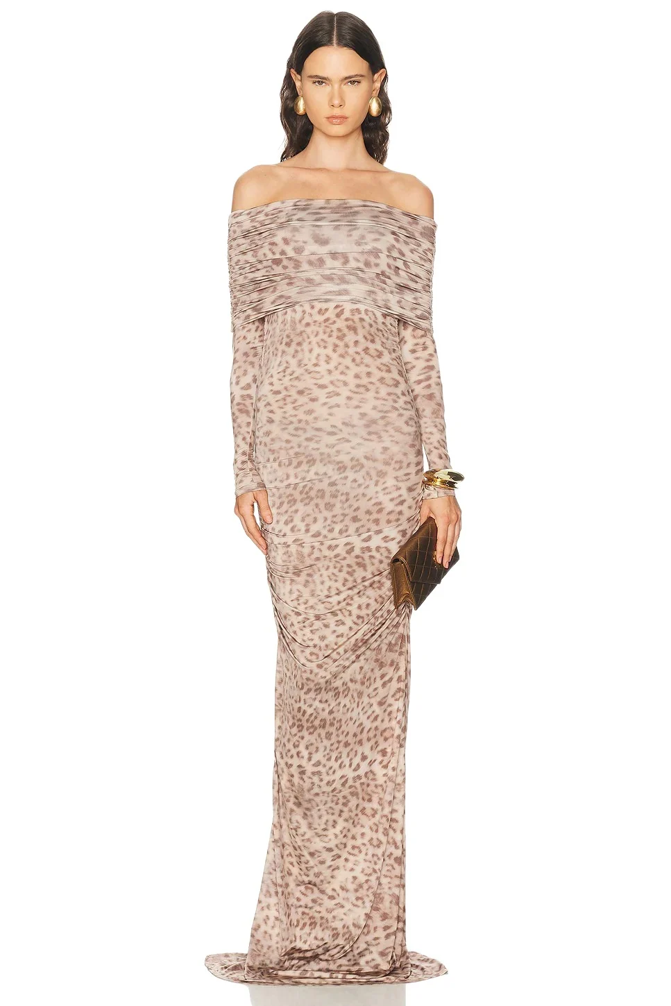 Printed Jersey Off The Shoulder Gown Printed Jersey Off The Shoulder Gown