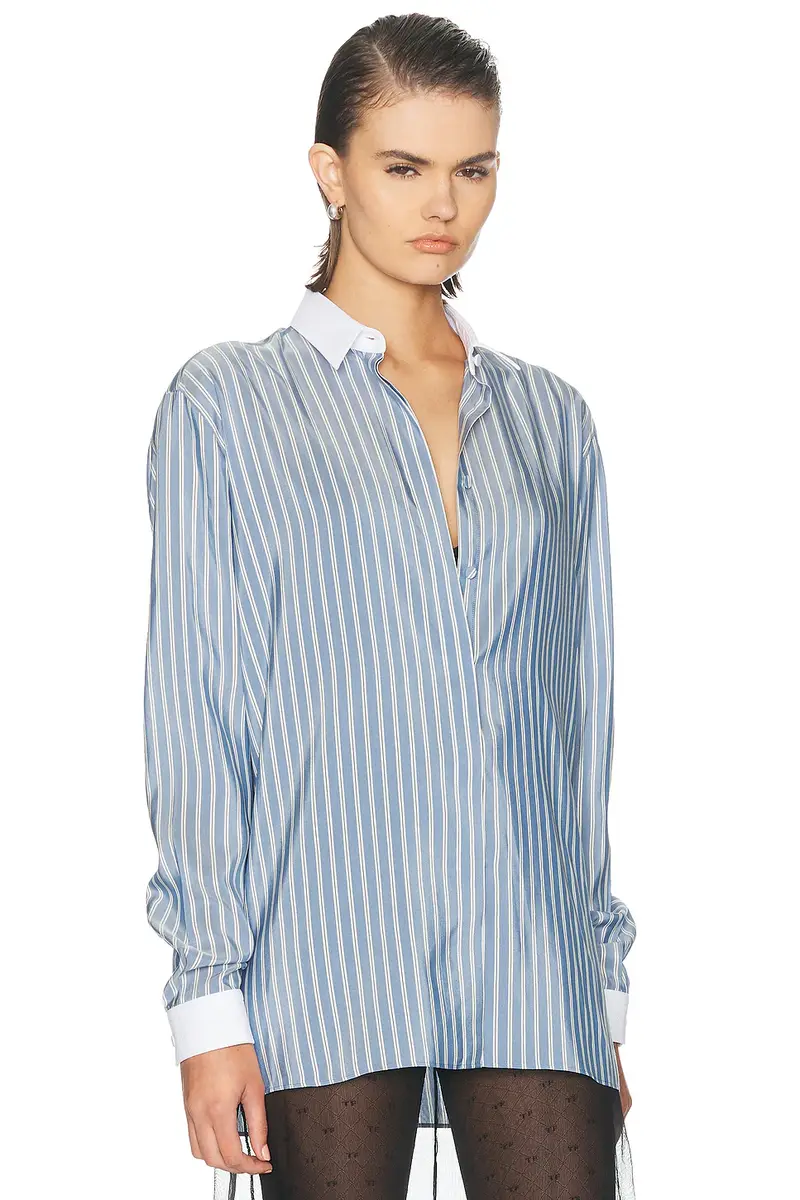 Tom Ford Business-Stripe Silk Boyfriend Shirt | Thumbnail 2