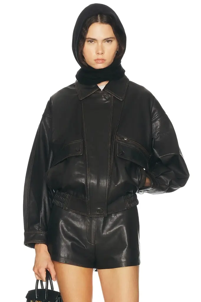Aexae Leather Distressed Moto Jacket