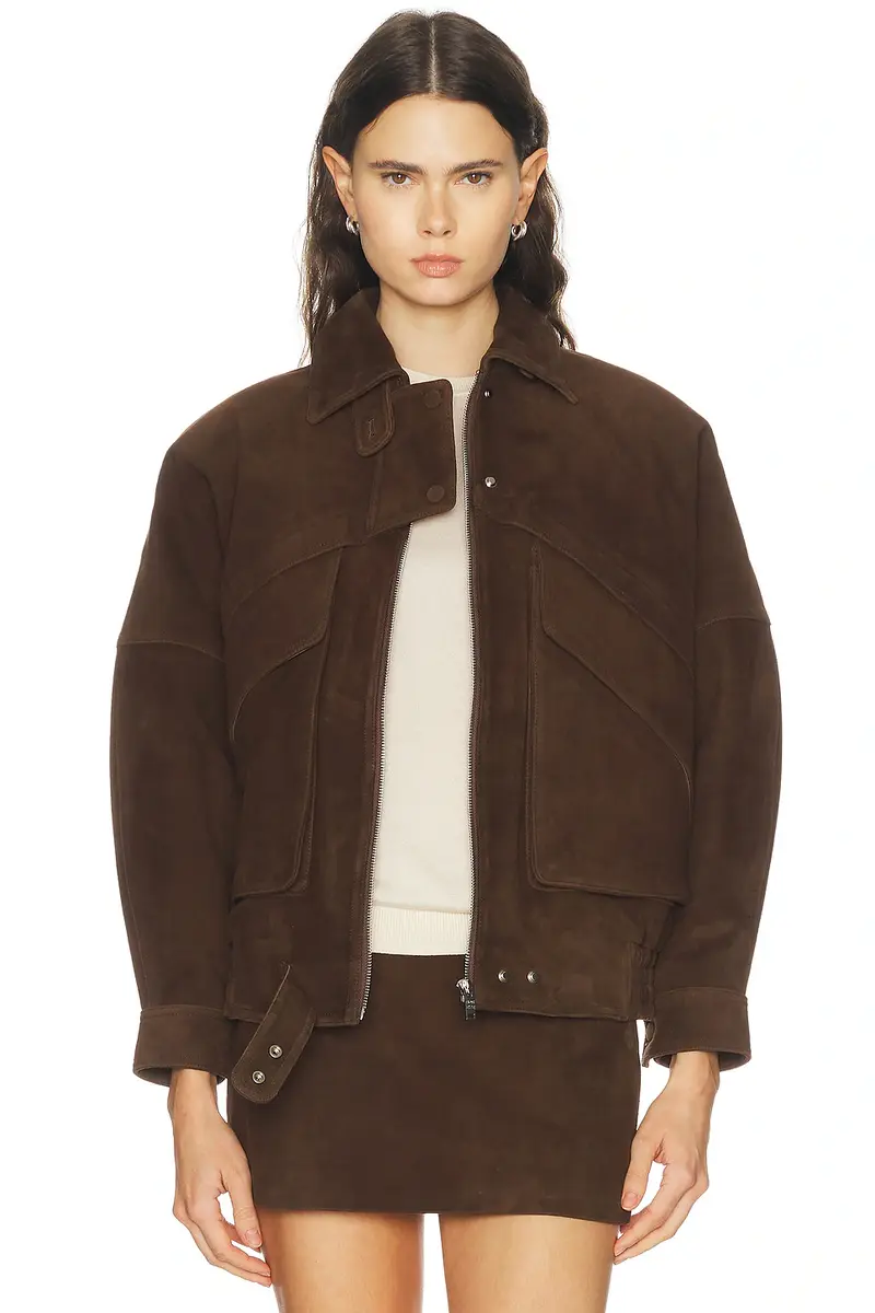 Aexae Lamb Leather Suede Aviator Jacket | Thumbnail 2