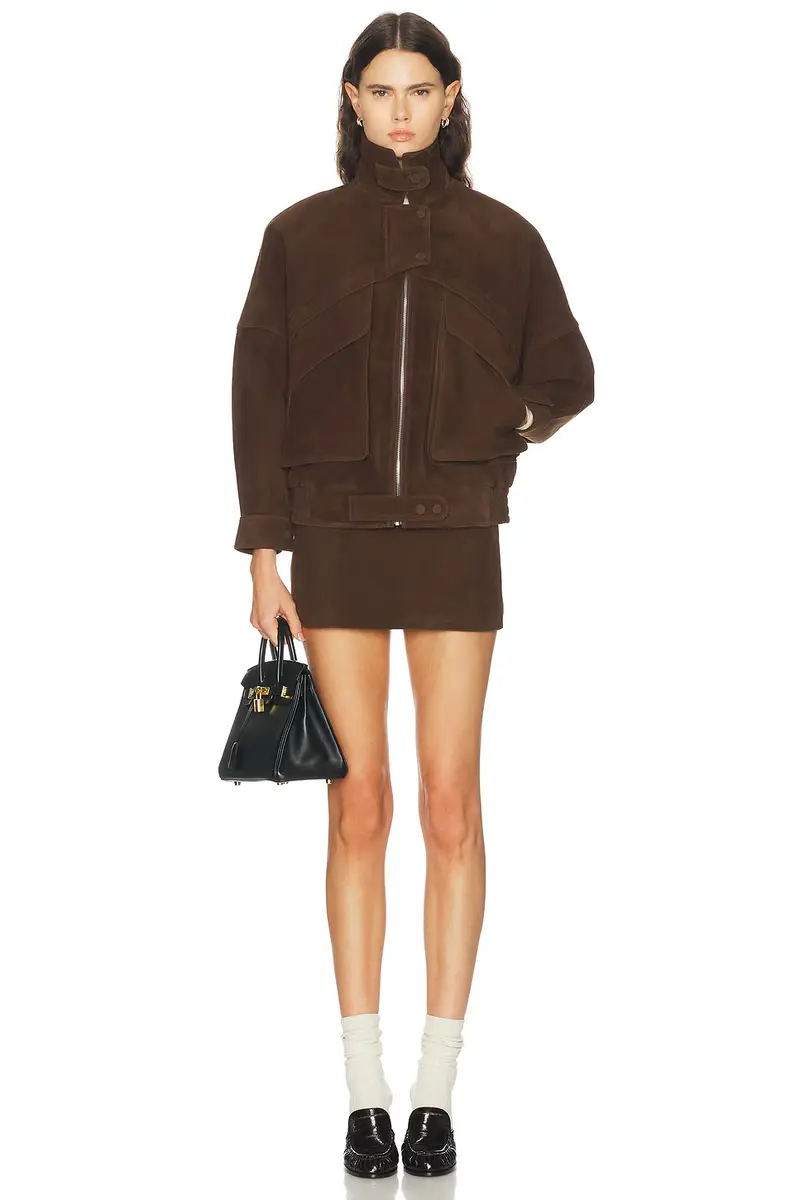 Aexae Lamb Leather Suede Aviator Jacket | Thumbnail 5