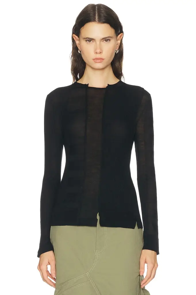Marc Jacobs Sheer Paneled Knit Long Sleeve Top