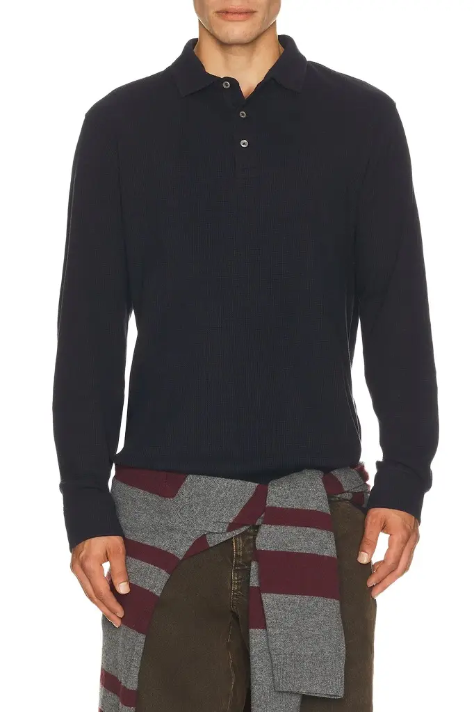 Polo Ralph Lauren Long Sleeve Textured Waflle Henly Polo