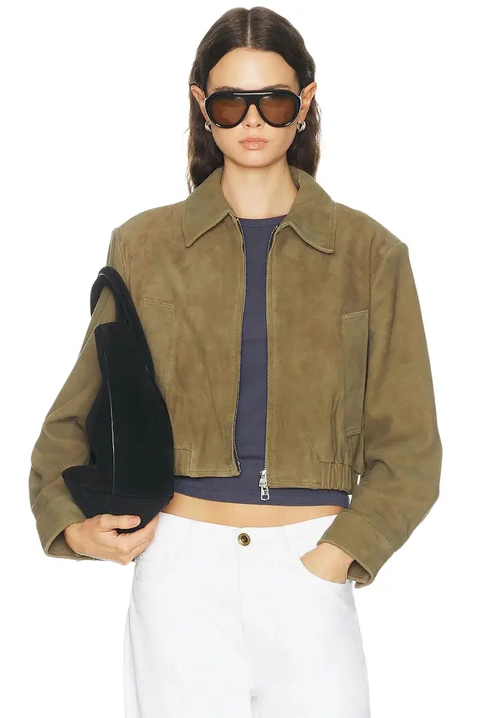 AGOLDE Nahla Cropped Suede Jacket