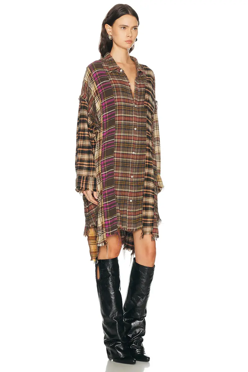 R13 Spliced Drop Neck Shirt Dress | Thumbnail 2 R13 Spliced Drop Neck Shirt Dress | Thumbnail 2