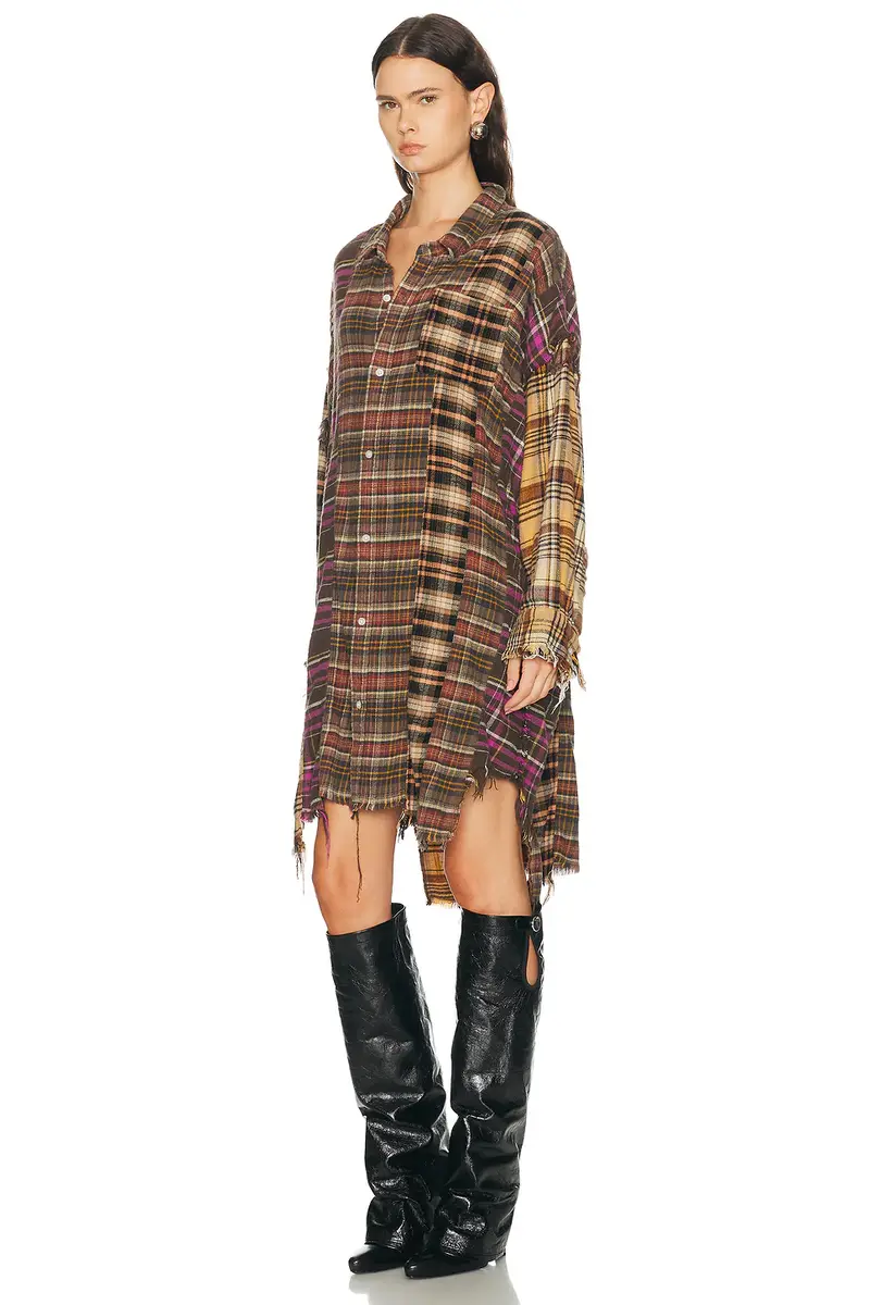 R13 Spliced Drop Neck Shirt Dress | Thumbnail 3 R13 Spliced Drop Neck Shirt Dress | Thumbnail 3