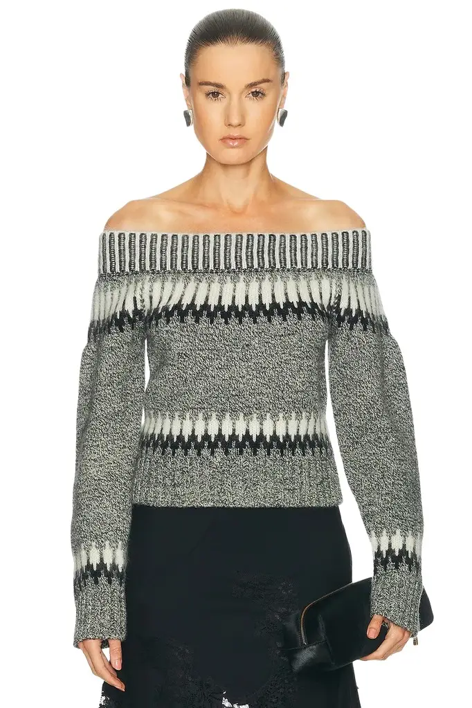 Monse Fair Isle Off Shoulder Sweater