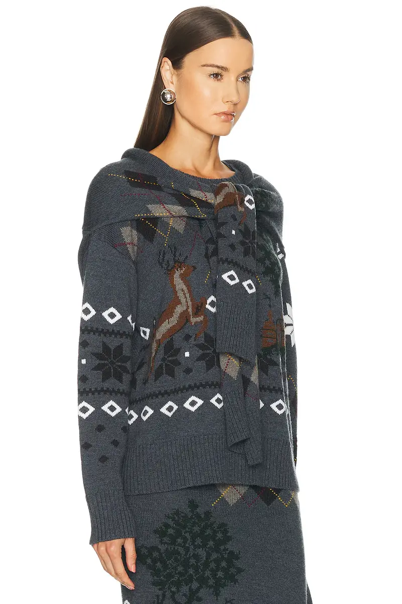 Monse Mixed Fair Isle Crew Neck Sweater With Scarf | Thumbnail 3 Monse Mixed Fair Isle Crew Neck Sweater With Scarf | Thumbnail 3
