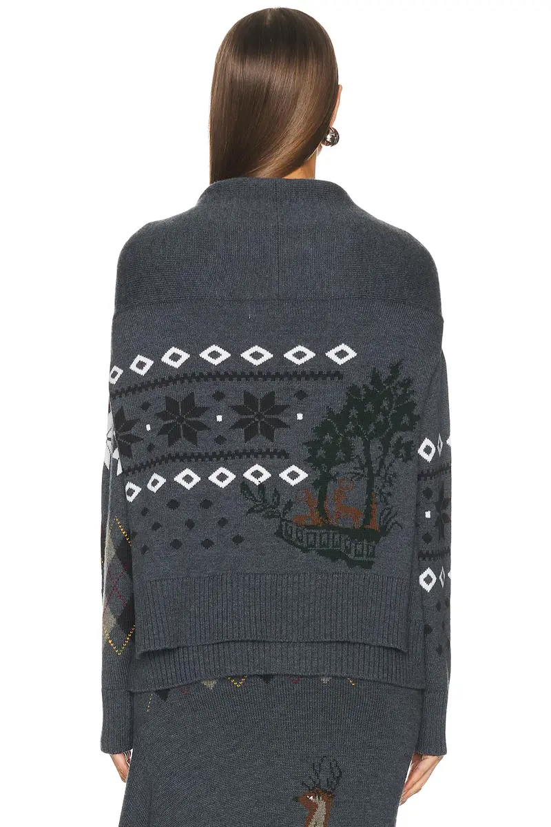 Monse Mixed Fair Isle Crew Neck Sweater With Scarf | Thumbnail 4 Monse Mixed Fair Isle Crew Neck Sweater With Scarf | Thumbnail 4