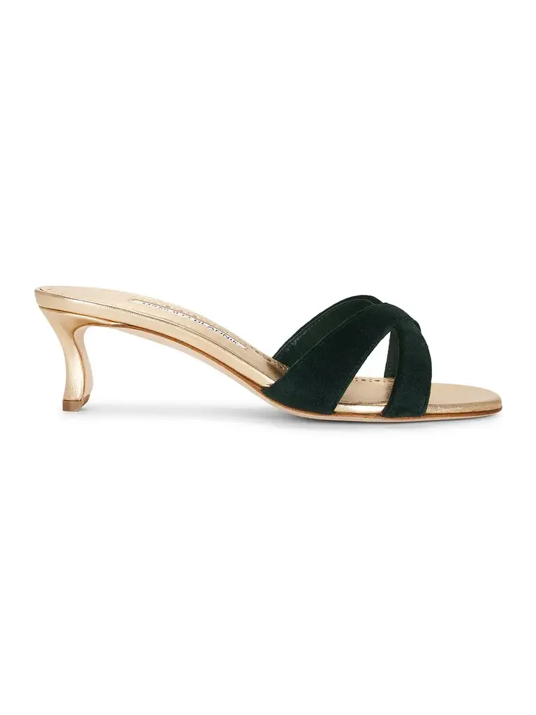 Manolo Blahnik Callydramu 50 Kitten Heel Sandal