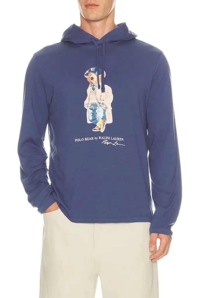 Polo Ralph Lauren Long Sleeve Jersey Knit Litchfield Bear Graphic T-Shirt with Hood