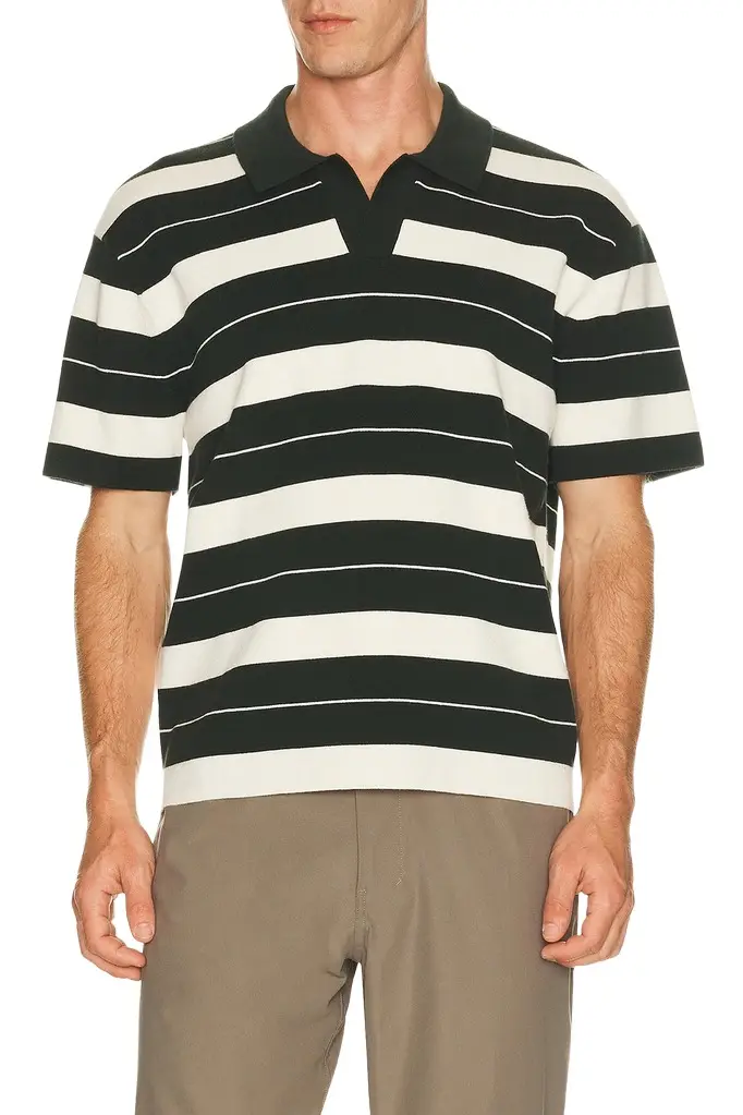 Knit Stripe Short Sleeve Polo Shirt Knit Stripe Short Sleeve Polo Shirt