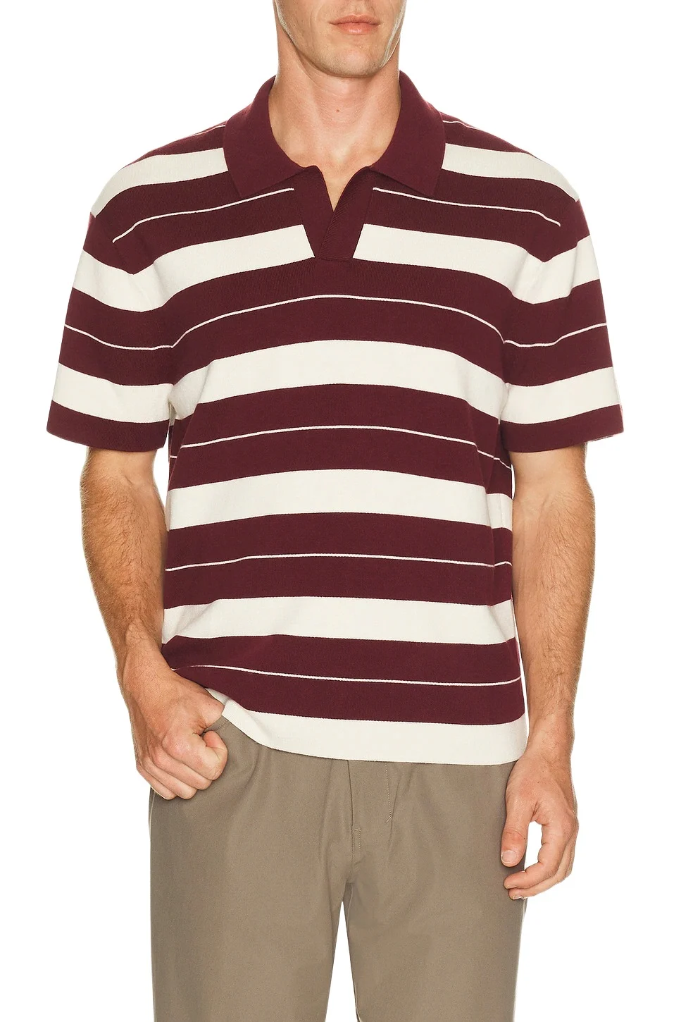 lululemon Knit Stripe Short Sleeve Polo Shirt