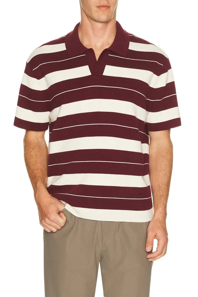 Knit Stripe Short Sleeve Polo Shirt Knit Stripe Short Sleeve Polo Shirt