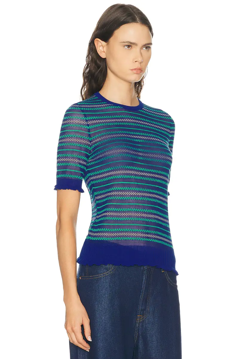 JW Anderson Short Sleeve Sheer Fairisle Top | Thumbnail 2