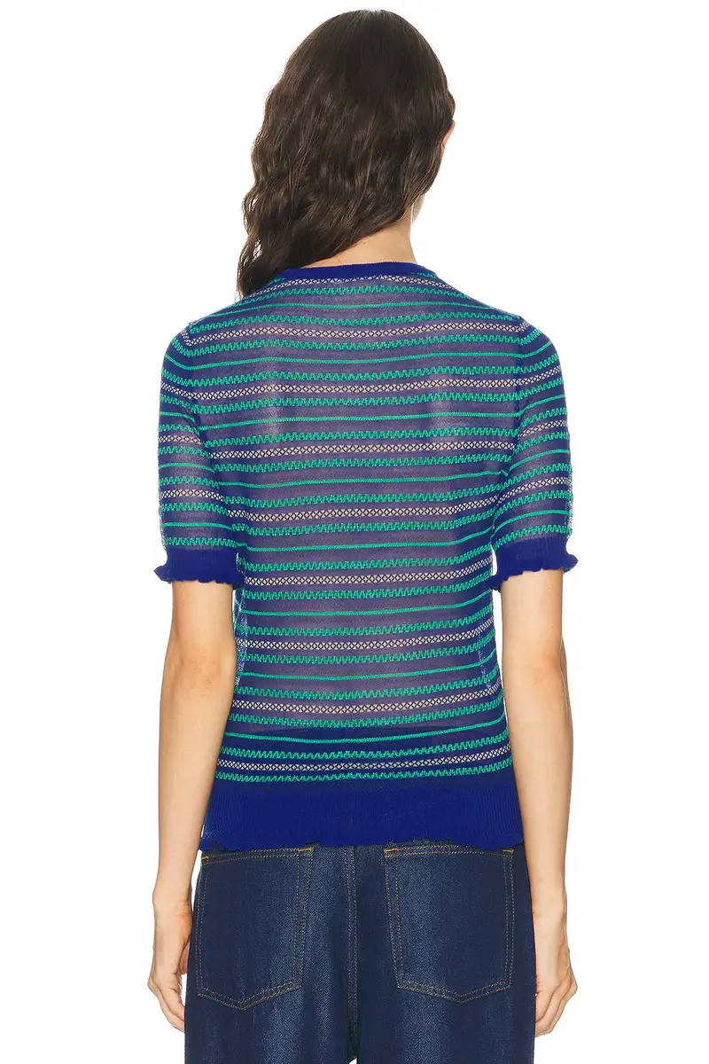 JW Anderson Short Sleeve Sheer Fairisle Top | Thumbnail 3