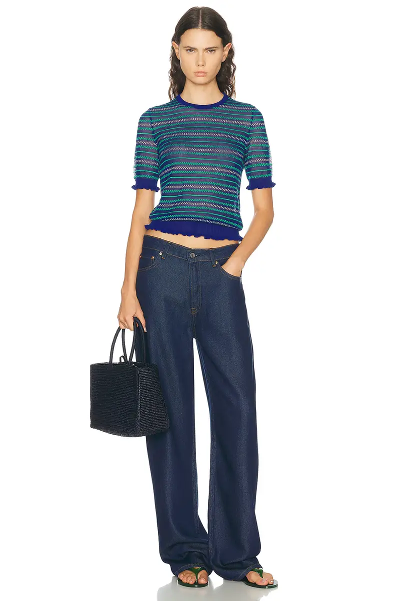 JW Anderson Short Sleeve Sheer Fairisle Top | Thumbnail 4
