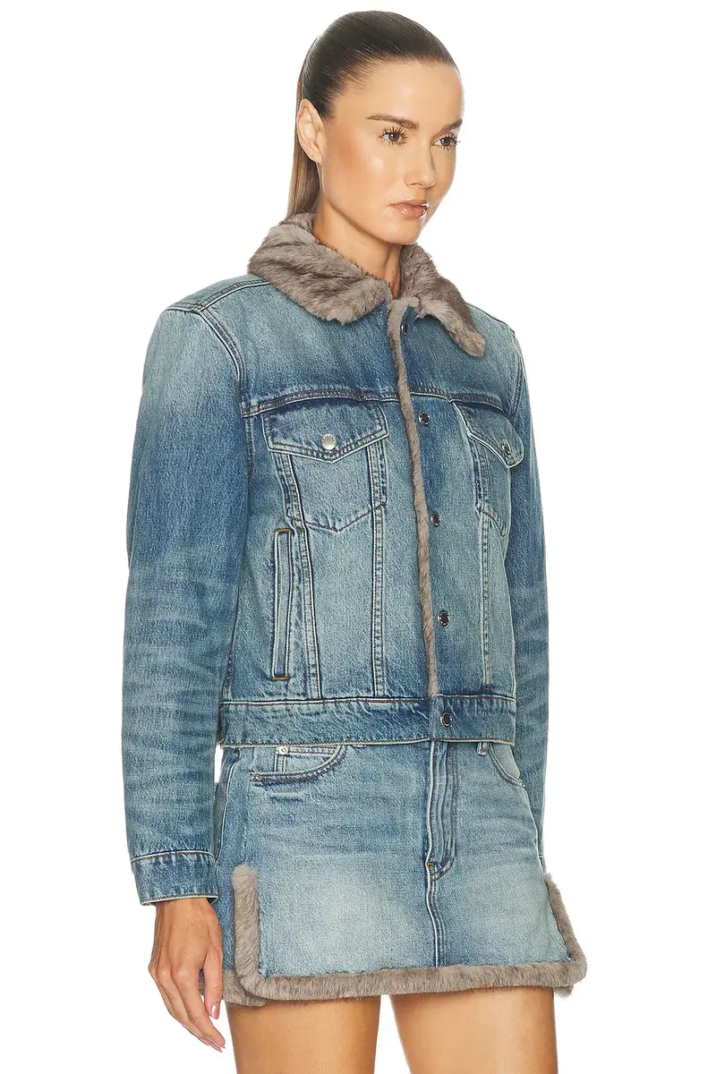 Alexander Wang Faux Mink Lined Denim Jacket | Thumbnail 3